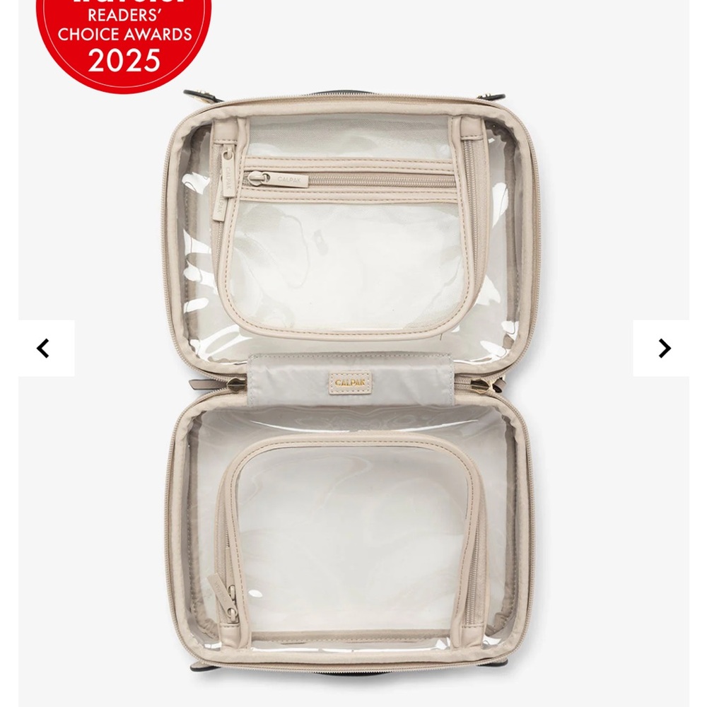 NWT Calpak Medium Clear Cosmetic Case in Stone - Picture 2 of 7